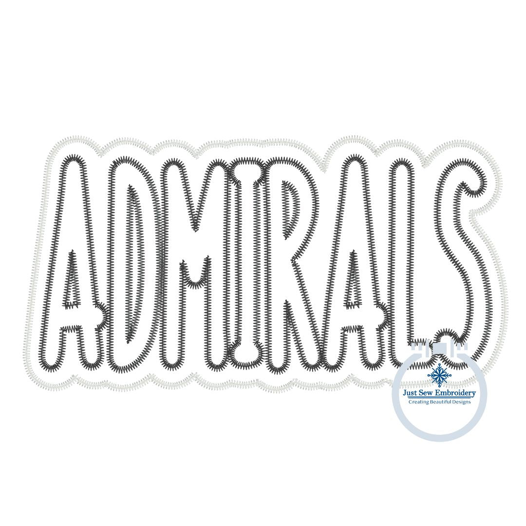 ADMIRALS Two Layer Applique Embroidery Design Machine Embroidery Two Color ZigZag Edge Four Sizes 5x7, 8x8, 6x10, 8x12 Hoop