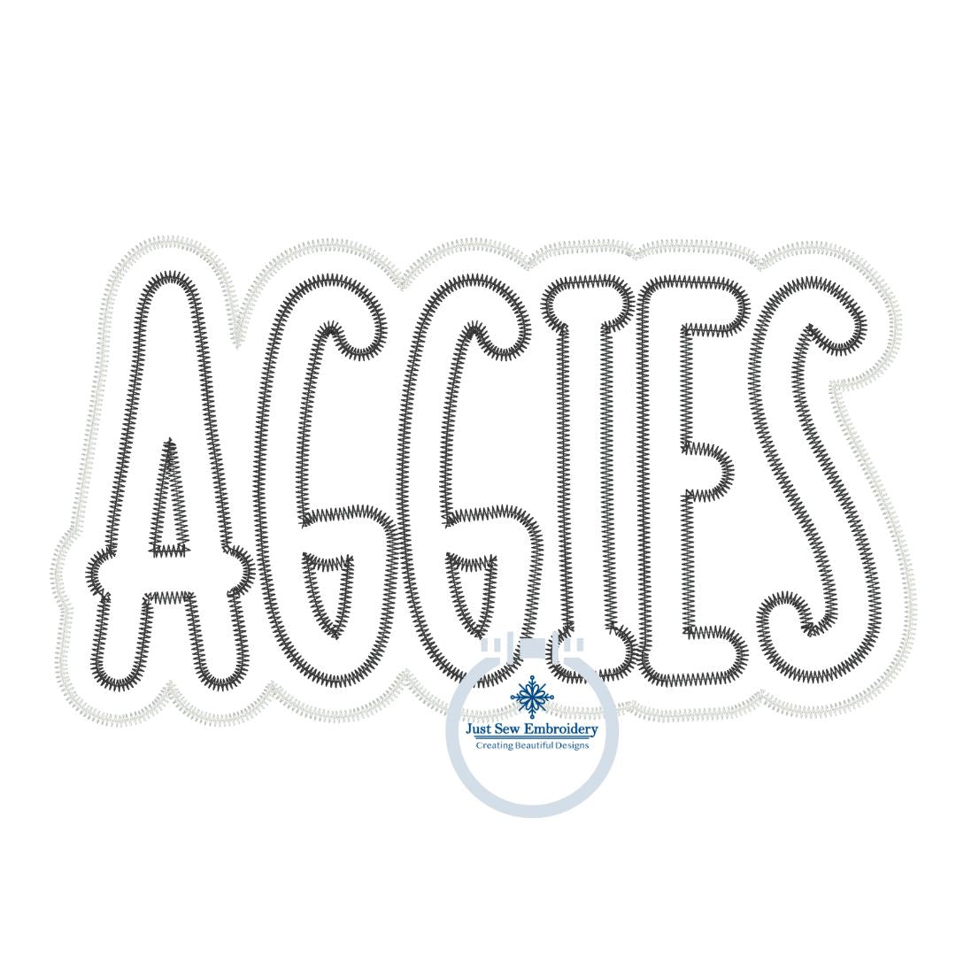 AGGIES Two Layer Applique Embroidery Machine Embroidery Two Color ZigZag Edge Four Sizes 5x7, 8x8, 6x10, 8x12 Hoop