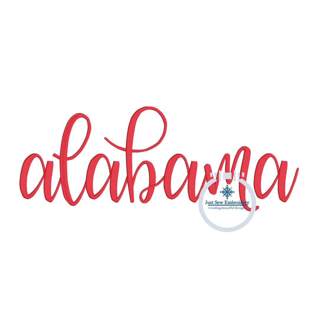 Alabama embroidered script design 8x12 hoop