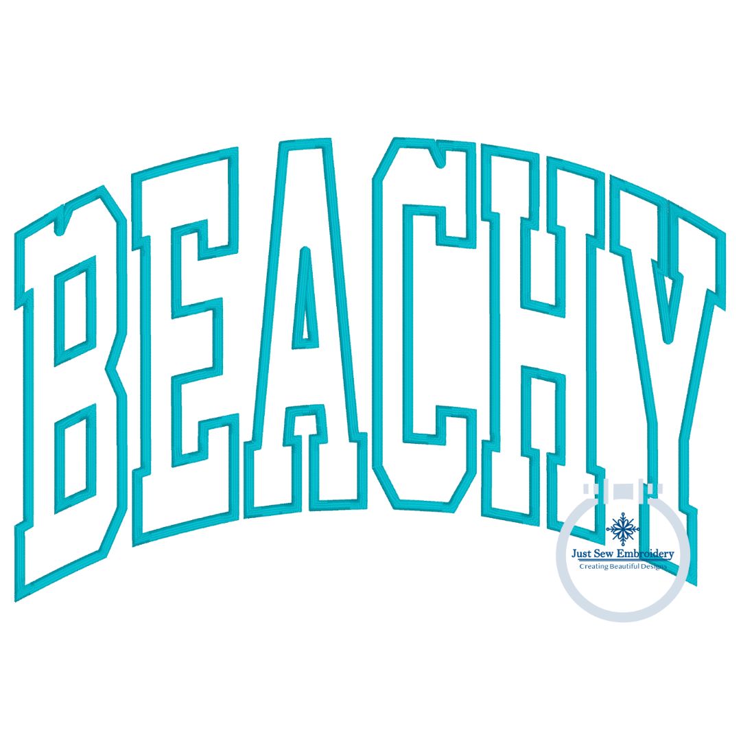 Beachy Arched Satin Applique Embroidery Design Outline Four Sizes 8x8, 6x10, 7x12, and 8x12 Hoop