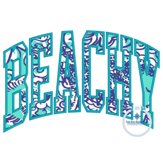 Beachy Arched Satin Applique Embroidery Design Outline Four Sizes 8x8, 6x10, 7x12, and 8x12 Hoop