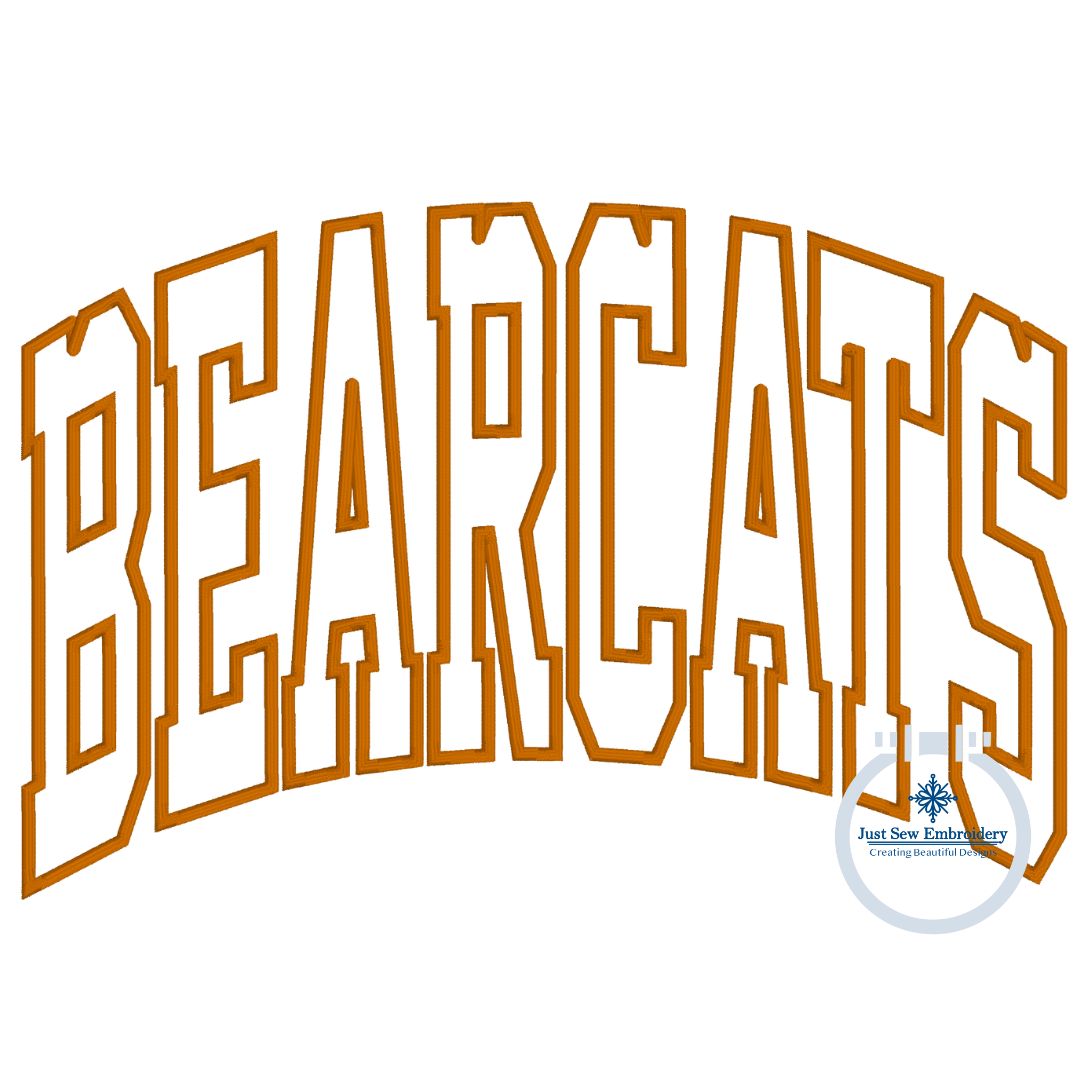 BEARCATS Arched Satin Applique Embroidery Design Two Sizes 7x12 and 8x12 Hoop