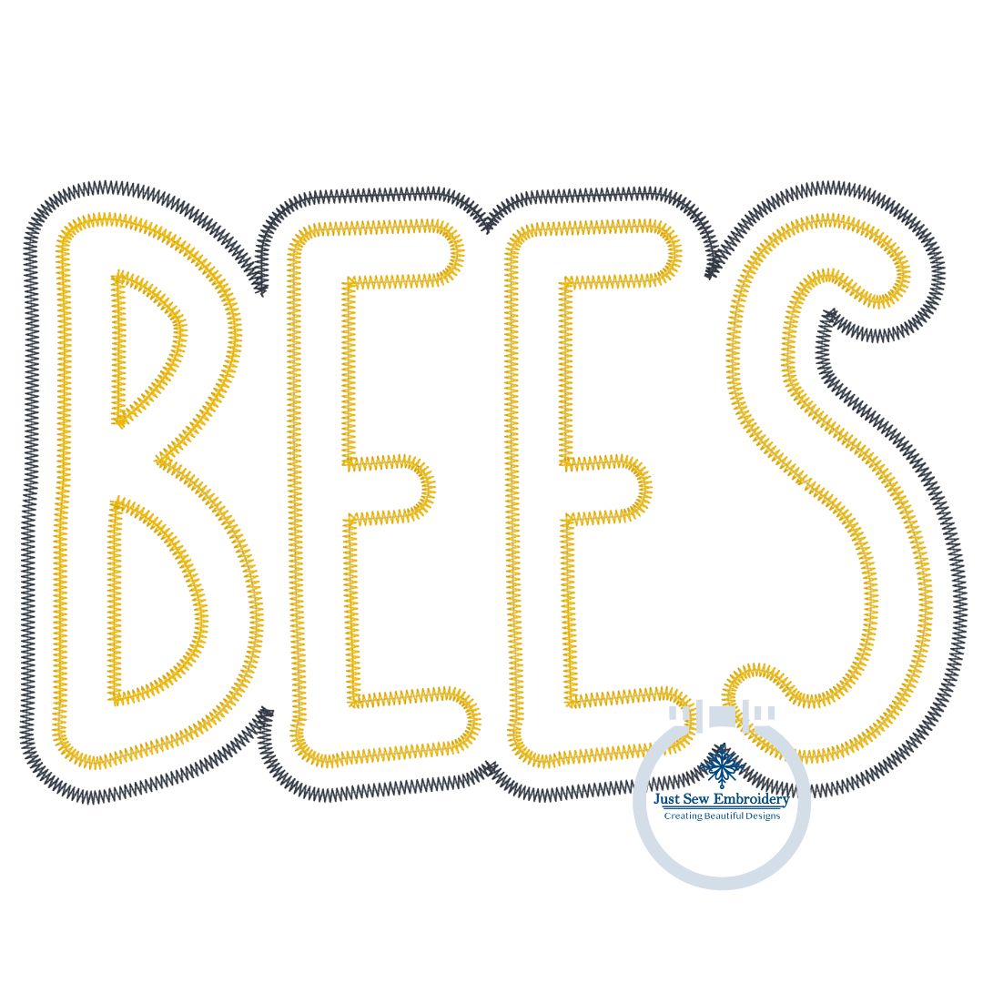 BEES Applique Embroidery Two Layer Design Two Color ZigZag Edge FIVE Sizes 5x7, 8x8, 6x10, 7x12, and 8x12 Hoop