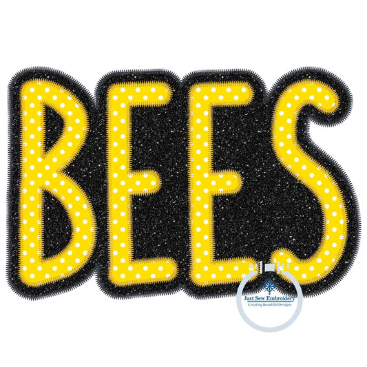 BEES Applique Embroidery Two Layer Design Two Color ZigZag Edge FIVE Sizes 5x7, 8x8, 6x10, 7x12, and 8x12 Hoop