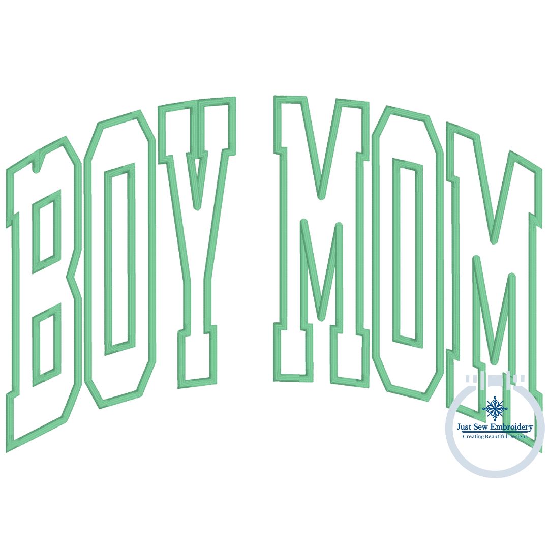 Boy Mom Arched Applique Embroidery with Satin Edge Stitch Five Sizes 5