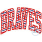Braves Arched Satin Applique Embroidery Varsity Font Design Machine Embroidery Five Sizes 5x7, 8x8, 6x10, 7x12, and 8x12 Hoop