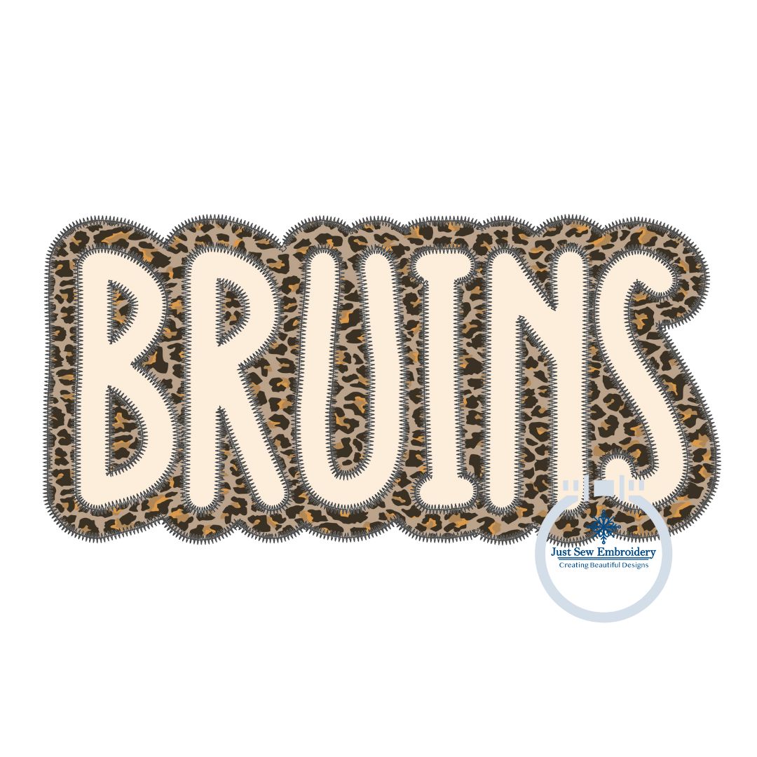 Applique Embroidery BRUINS Two Layer Zigzag Stitch Design Machine Embroidery Four Sizes 5x7, 8x8, 6x10, and 8x12 Hoop