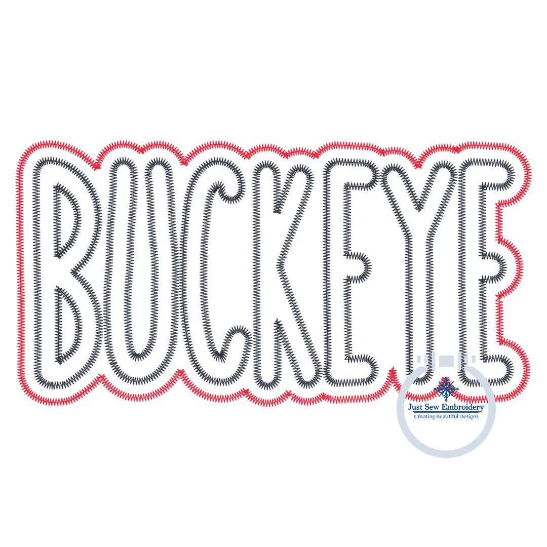 BUCKEYE Applique Embroidery Two Layer Zigzag Design Machine Embroidery Four Sizes 5x7, 8x8, 6x10 and 7x12 Hoop