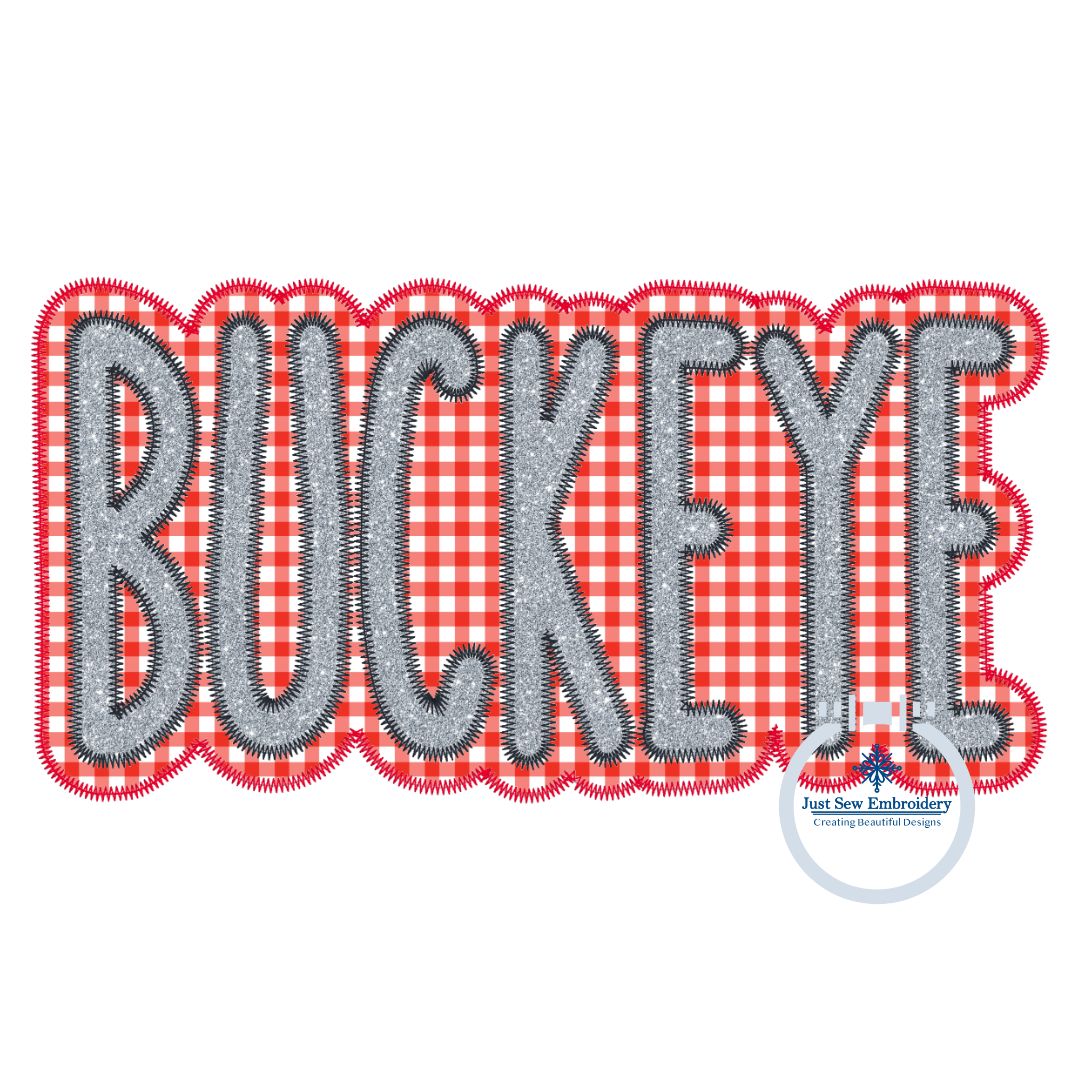 BUCKEYE Applique Embroidery Two Layer Zigzag Design Machine Embroidery Four Sizes 5x7, 8x8, 6x10 and 7x12 Hoop