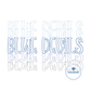 Blue Devils Embroidered Bean Stitch Repeat Design Five Sizes 4x4, 5x7, 8x8, 6x10, and 8x12 Hoop