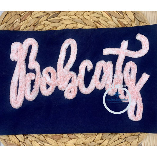 BOBCATS Chenille Yarn Applique Embroidery Script Design Machine Embroidery Four Sizes 5x7, 8x8, 6x10, 7x12 Hoop