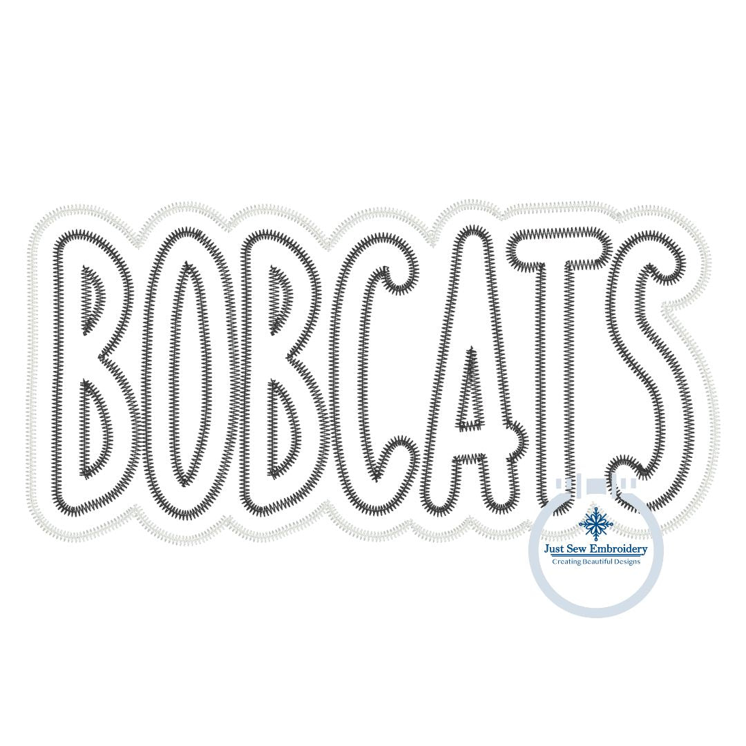 BOBCATS Applique Embroidery Two Layer Design Machine Embroidery Two Color ZigZag Edge Two Sizes 8x12, 6x10 Hoop