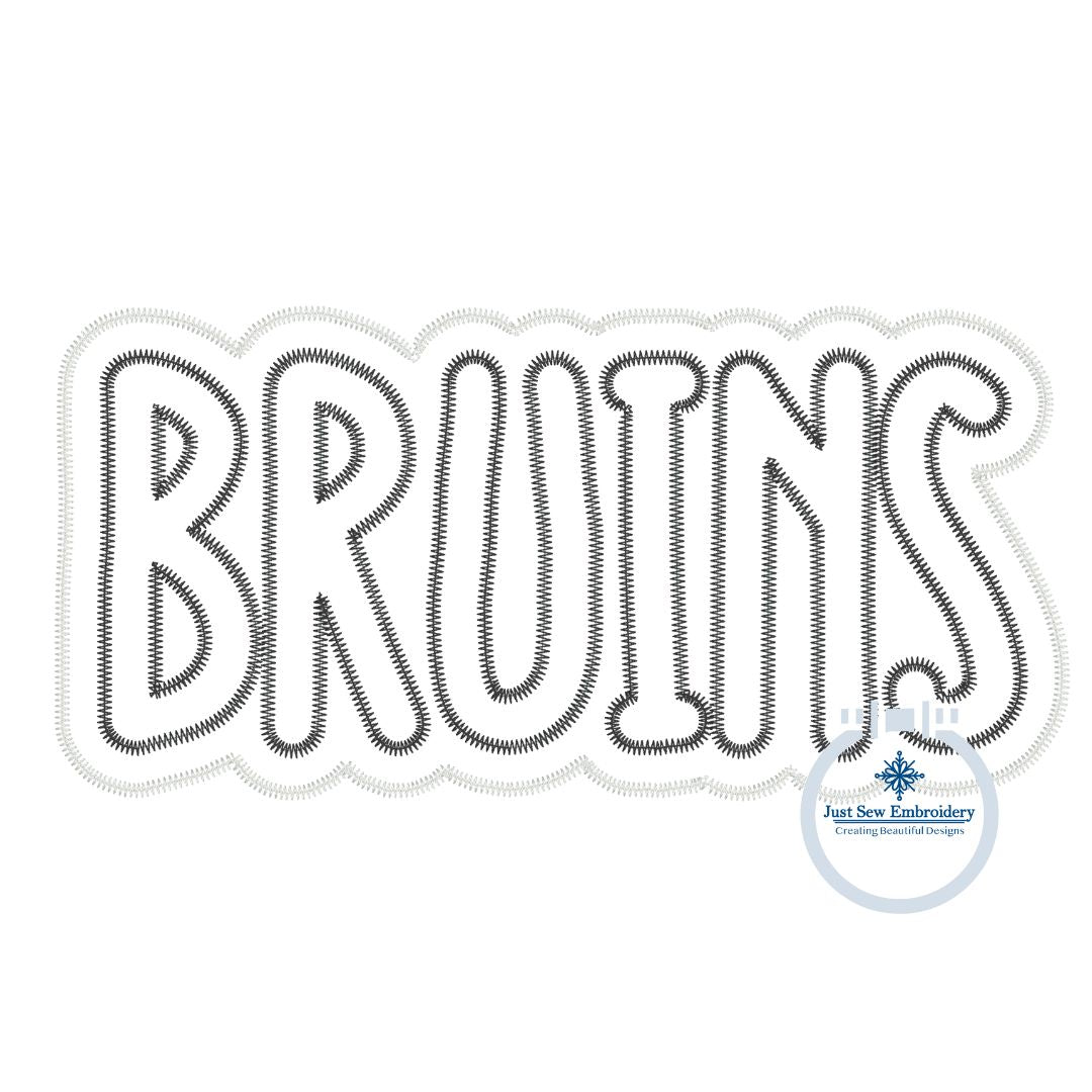 BRUINS Two Layer Applique Embroidery Zigzag Stitch Design Machine Embroidery Four Sizes 5x7, 8x8, 6x10, and 8x12 Hoop