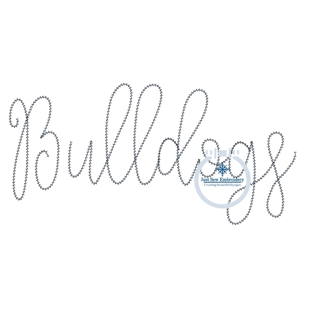 BULLDOGS Script Chenille Yarn Applique Design Machine Embroidery Two Sizes 6x10 and 7x12 Hoop