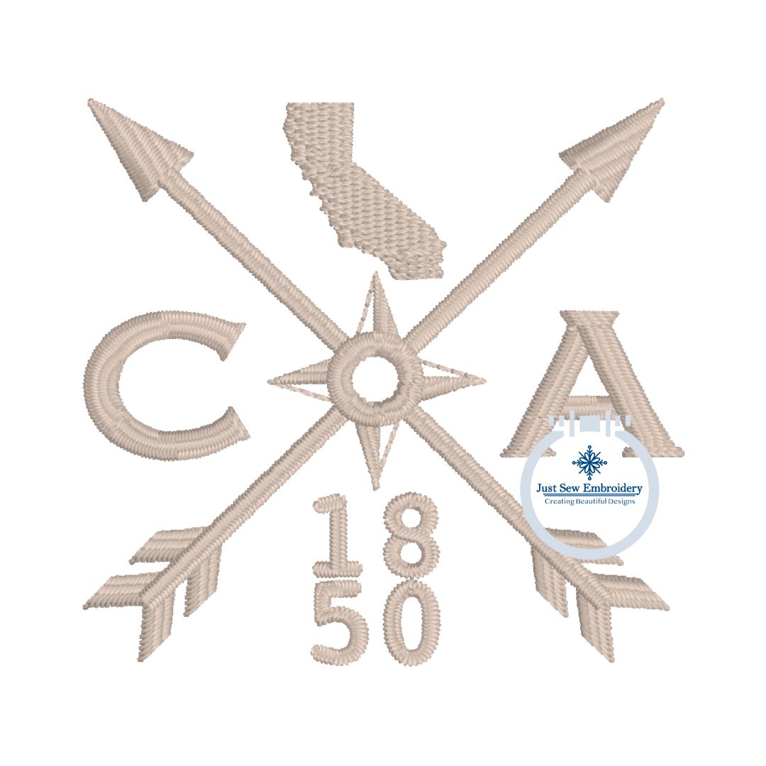CA 1850 Arrow Embroidery Design One Size for Hat California Compass Ma