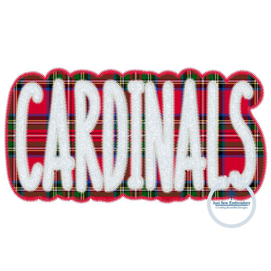 Cardinals Applique Embroidery Two Layer ZigZag Design Machine Embroidery Cardinals Four Sizes 5x7, 8x8, 6x10, and 7x12 Hoop