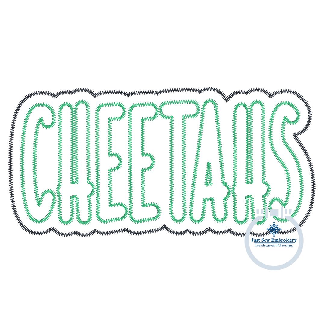 CHEETAHS Applique Embroidery Two Layer Machine Embroidery ZigZag Edge Four Sizes 5x7, 8x8, 6x10, and 8x12 Hoop