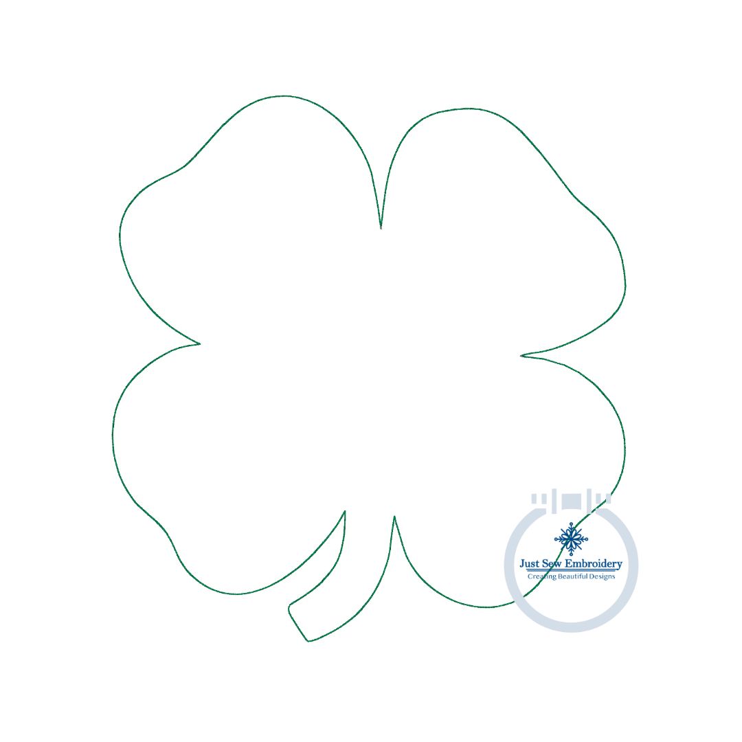 Four Leaf Clover Applique Embroidery Design Four stitches Raggy, Satin, ZigZag St. Patrick's Day St. Paddy Three Sizes 5x7, 6x10, and 8x12 Hoops