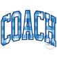 COACH Arched Satin Applique Embroidery Design Academic Font Five Sizes 5x7, 6x10, 8x8, 7x12, and 8x12 Hoop