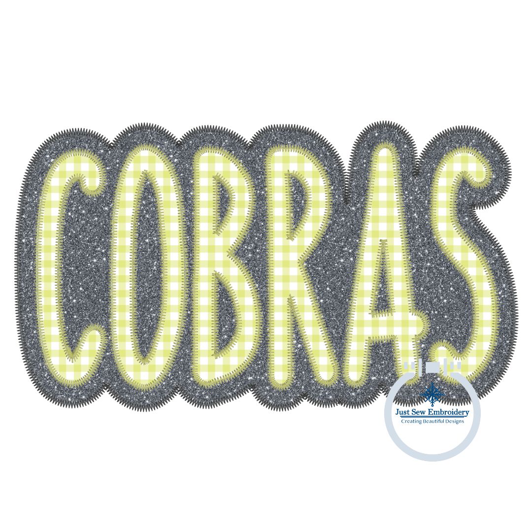 COBRAS Applique Embroidery Two Layer Zigzag Design Machine Embroidery Four Sizes 5x7, 8x8, 6x10 and 7x12 Hoop