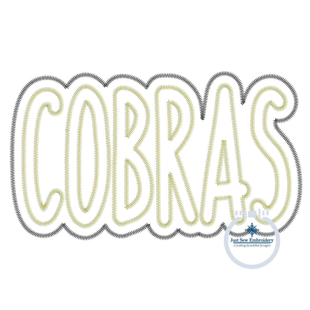 COBRAS Applique Embroidery Two Layer Zigzag Design Machine Embroidery Four Sizes 5x7, 8x8, 6x10 and 7x12 Hoop