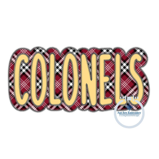 Applique Embroidery COLONELS Two Layer Design Machine Embroidery Two Color ZigZag Edge Four Sizes 5x7, 6x10, 8x8, 8x12 Hoop