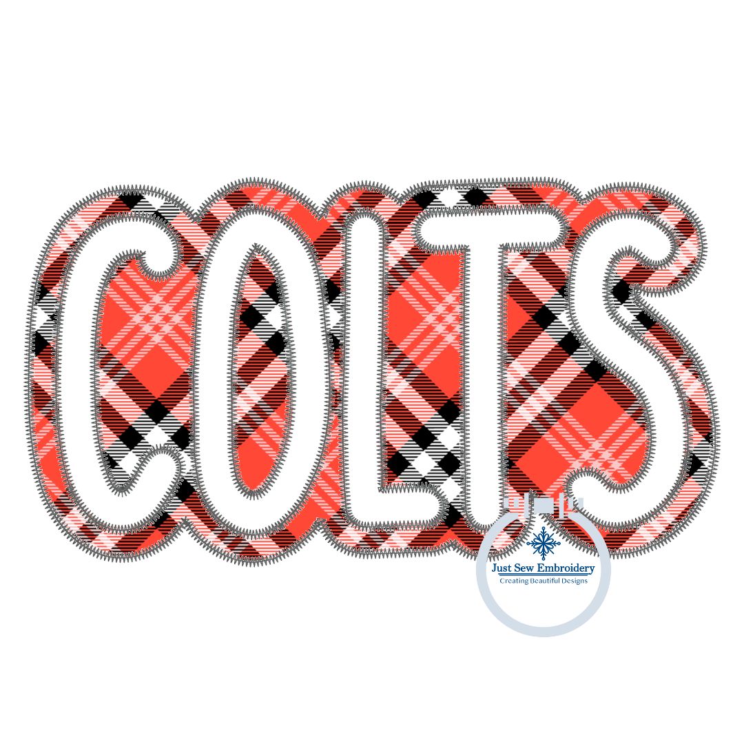 COLTS Applique Embroidery Two Layer Design Machine Embroidery Two Color ZigZag Edge Three sizes