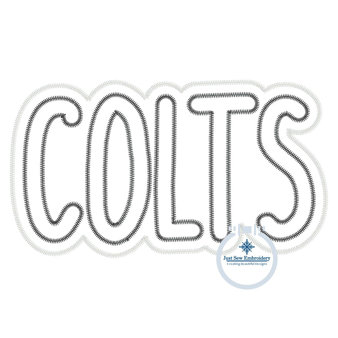 COLTS Applique Embroidery Two Layer Design Machine Embroidery Two Color ZigZag Edge Three sizes