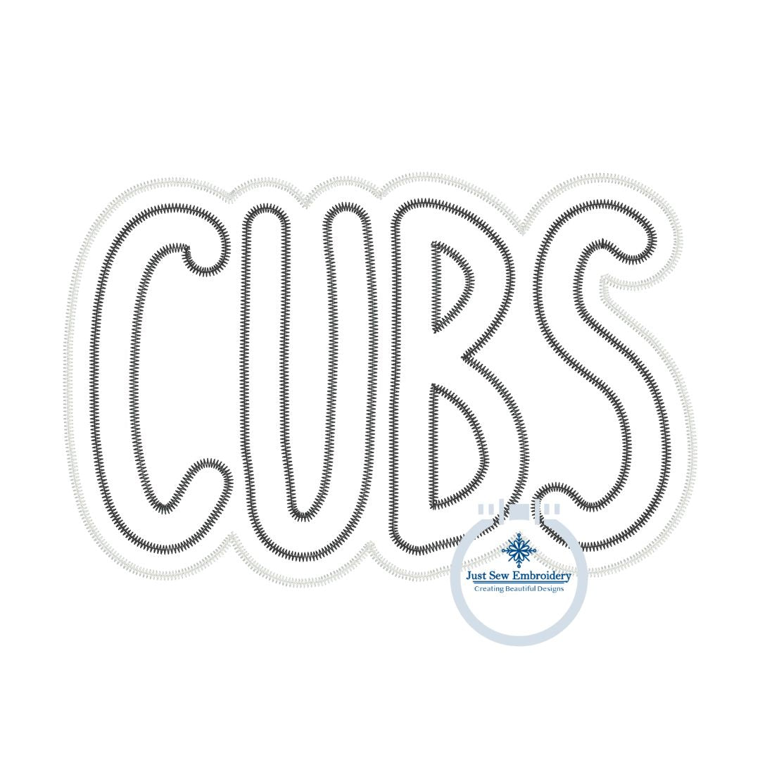 CUBS Two Layer Applique Embroidery Machine Embroidery Two Color ZigZag Edge Four Sizes 5x7, 6x10, 8x8, 8x12 Hoop