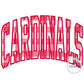 Cardinals Arched Satin Applique Embroidery Design Machine Three Sizes 6x10, 7x12, and 8x12 Hoop