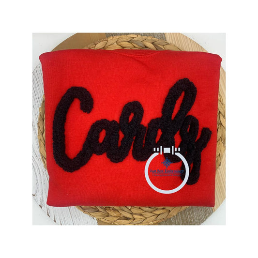 CARDS Script Chenille Yarn Applique Design Machine Embroidery Five Sizes 5x7, 8x8, 6x10, 7x12, 8x12 Hoop