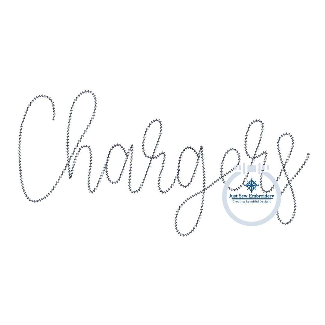 CHARGERS Script Chenille Yarn Applique Design Machine Embroidery Two Sizes 6x10 and 7x12 Hoop