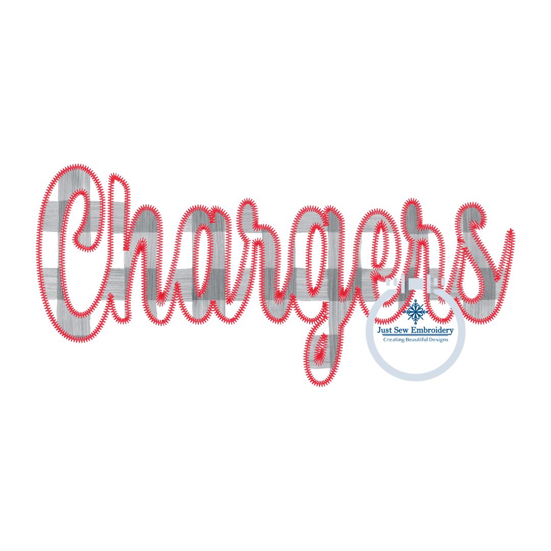 Chargers Script ZigZag Applique Embroidery Design Machine Embroidery Two Sizes 6x10 and 8x12 Hoop