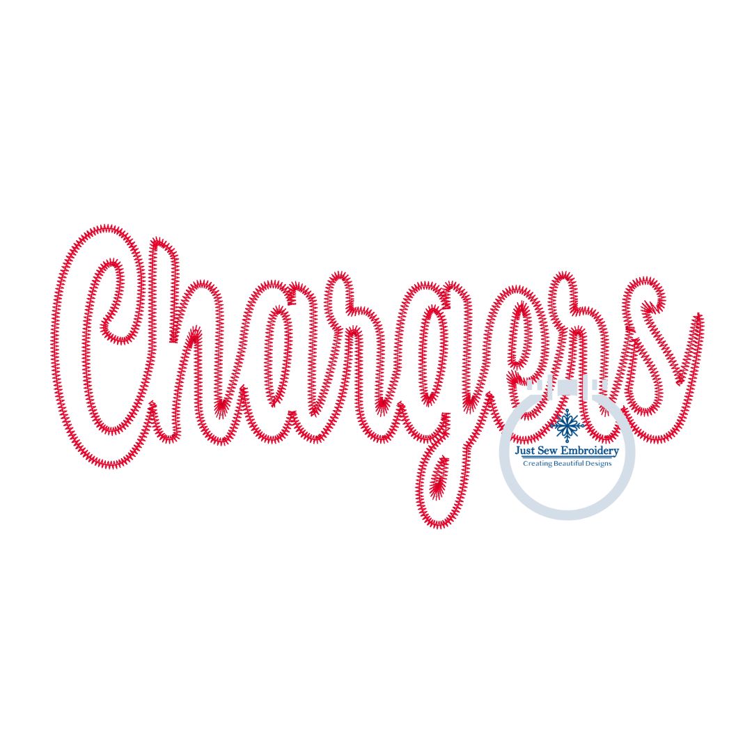 Chargers Script ZigZag Applique Embroidery Design Machine Embroidery Two Sizes 6x10 and 8x12 Hoop