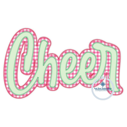 Cheer Double Zigzag Applique Embroidery Design Zigzag Edge Four Sizes 5x7, 8x8, 6x10, and 7x12 Hoop