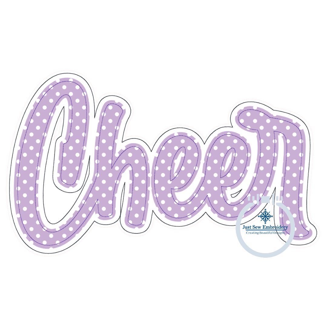 Cheer Double Raggy Applique Embroidery Design Bean Stitch Edge Four Sizes 5x7, 8x8, 6x10, and 7x12 Hoop