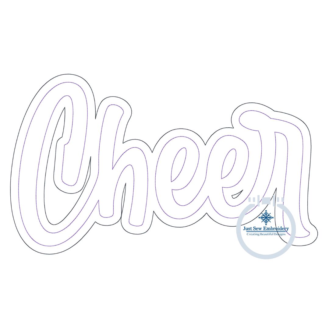 Cheer Double Raggy Applique Embroidery Design Bean Stitch Edge Four Sizes 5x7, 8x8, 6x10, and 7x12 Hoop