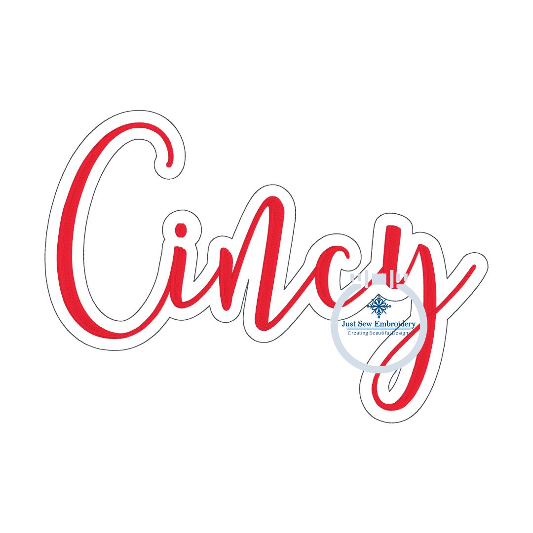 Cincy Cincinnati Script Embroidery OH Ohio Satin Stitch Five Sizes 5x7, 8x8, 6x10, 7x12, and 8x12 Hoop