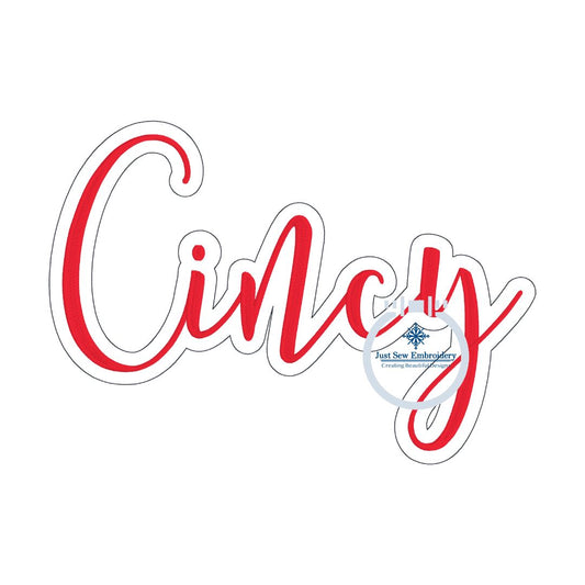 Cincy Cincinnati Script Embroidery OH Ohio Satin Stitch Five Sizes 5x7, 8x8, 6x10, 7x12, and 8x12 Hoop