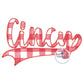 Cincy Sports Tail Applique Embroidery OH Ohio Cincinnati Zigzag Machine Design Four Sizes 5x7, 8x8, 6x10, and 7x12 Hoop