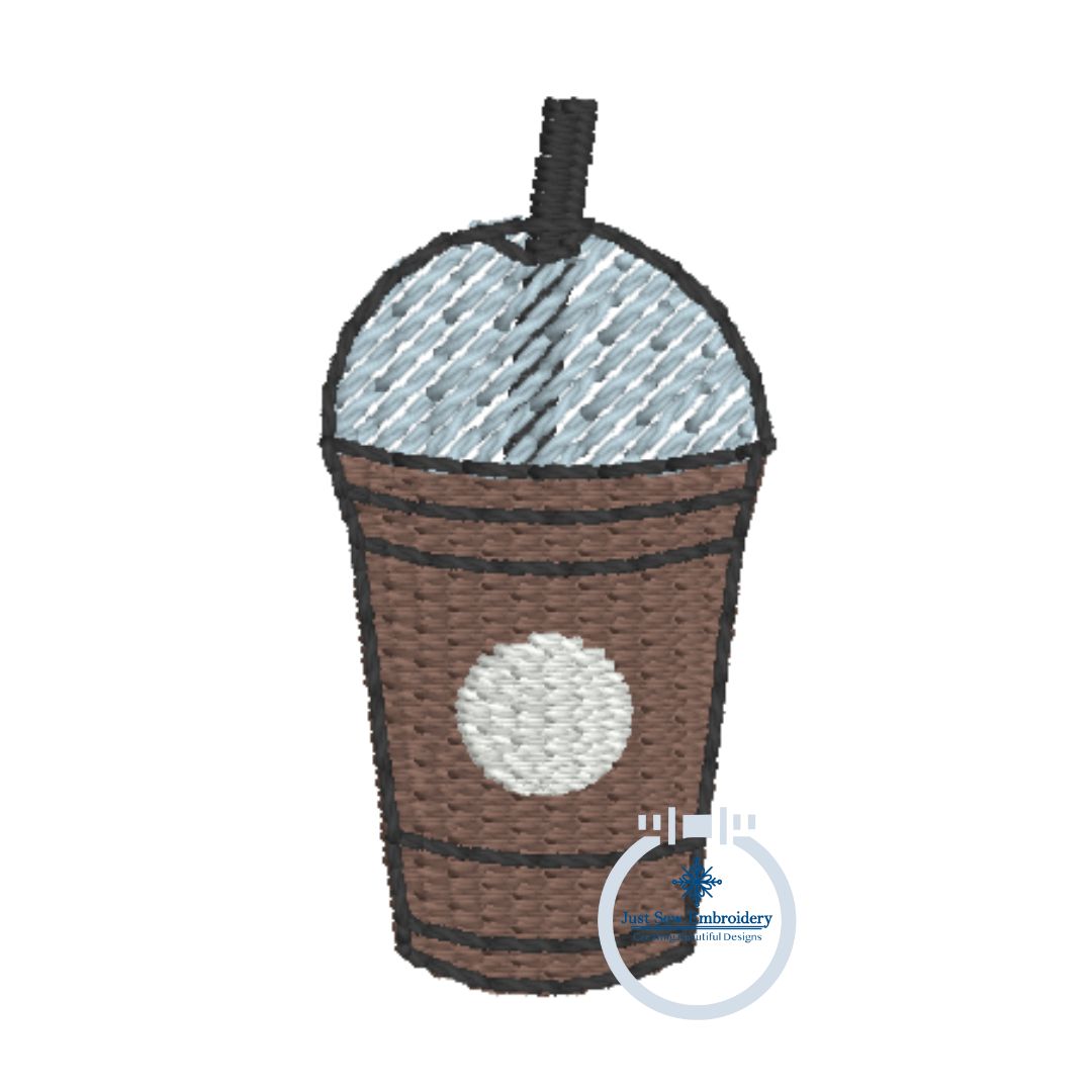 Coffee Embroidery To Go Cup, Frappuccino, Iced Coffee, Trio Approximately 1 Inch Tall Hat Hoop 4x4 hoop