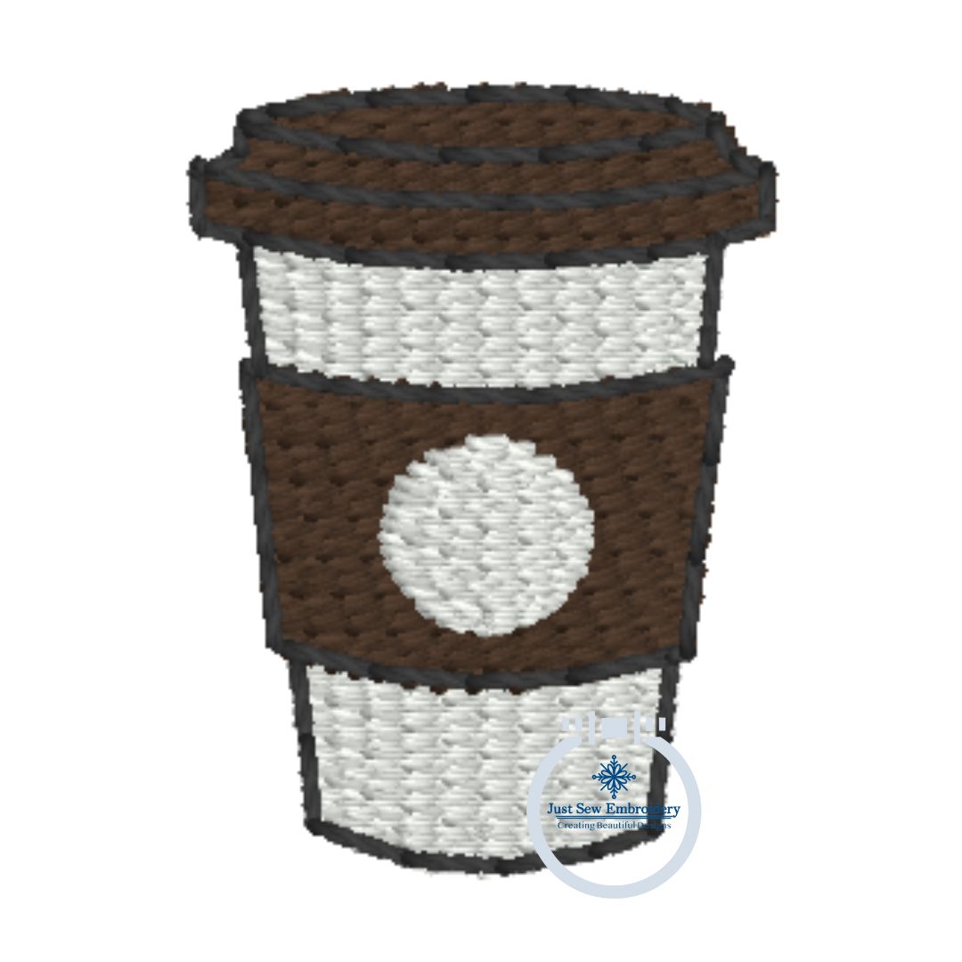 Coffee Embroidery To Go Cup, Frappuccino, Iced Coffee, Trio Approximately 1 Inch Tall Hat Hoop 4x4 hoop