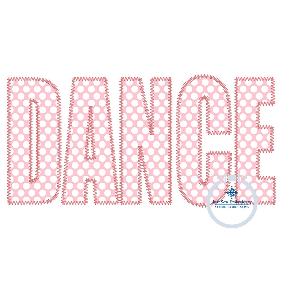 Dance Block Applique Embroidery Design Zigzag Edge Four Sizes 5x7, 8x8, 6x10, and 8x12 Hoop