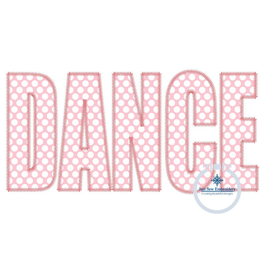 Dance Block Applique Embroidery Design Zigzag Edge Four Sizes 5x7, 8x8, 6x10, and 8x12 Hoop