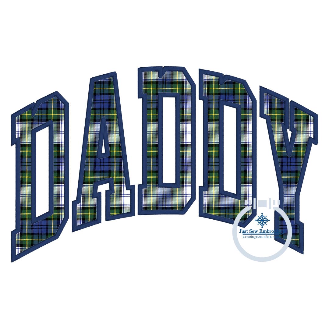 DADDY Satin Stitch Embroidery Design Open Column Outline Father's Day Gift Five Sizes 5x7, 8x8, 6x10, 7x12, and 8x12 Hoop