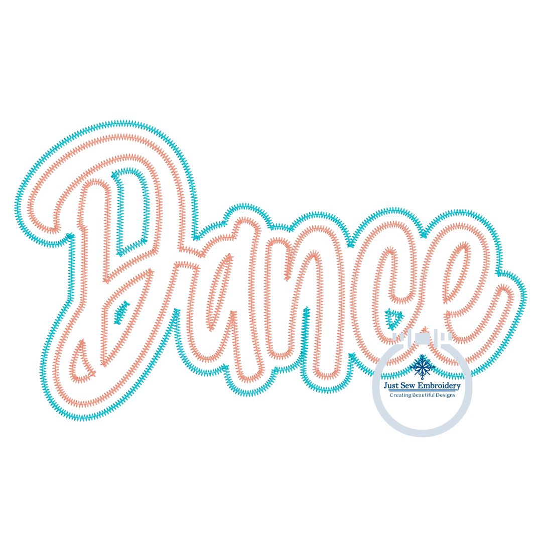 Dance Double Zigzag Applique Embroidery Design Four Sizes 5x7, 8x8, 6x10, and 7x12 Hoop