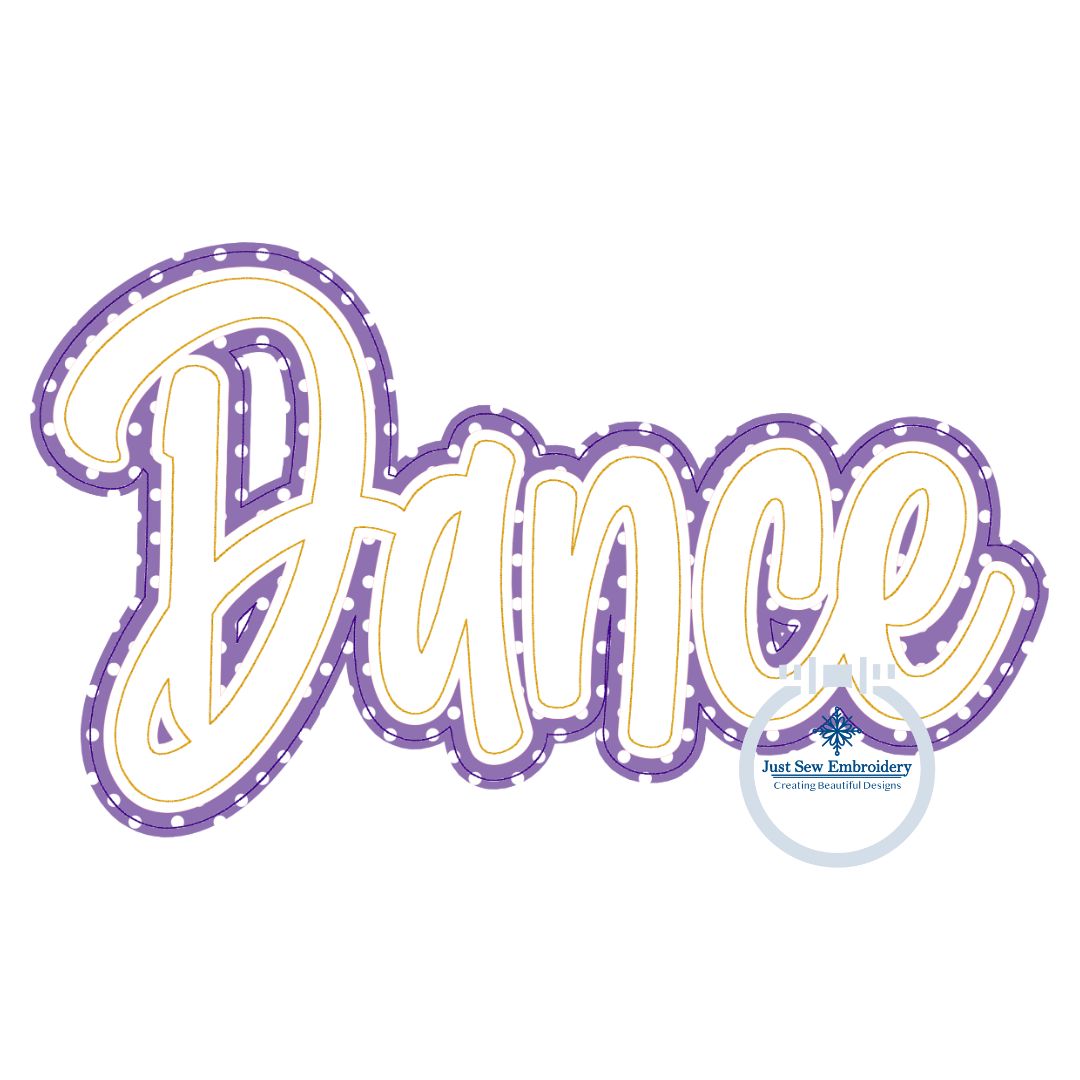 Dance Double Raggy Applique Embroidery Design Bean Stitch Edge Four Sizes 5x7, 8x8, 6x10, and 7x12 Hoop