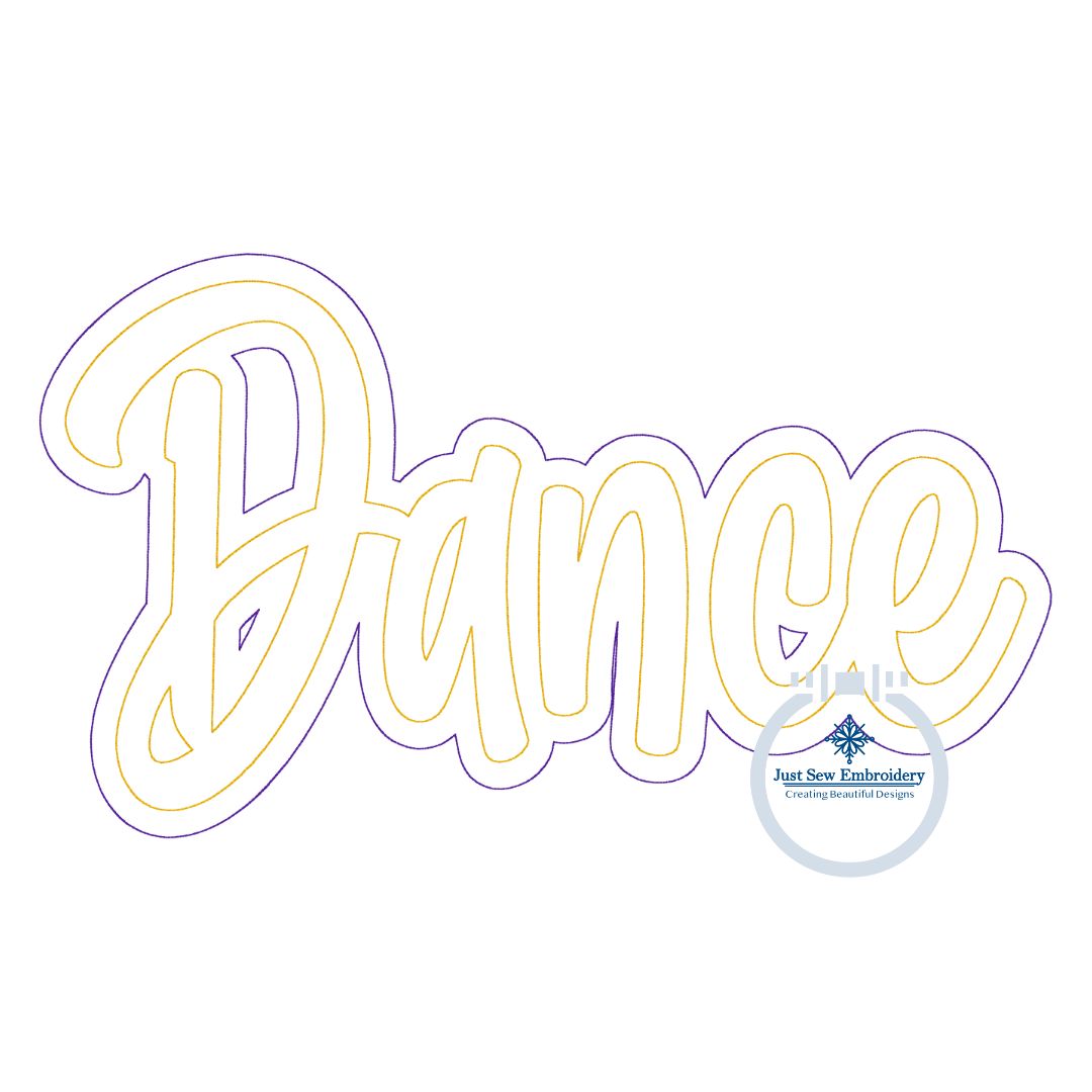 Dance Double Raggy Applique Embroidery Design Bean Stitch Edge Four Sizes 5x7, 8x8, 6x10, and 7x12 Hoop