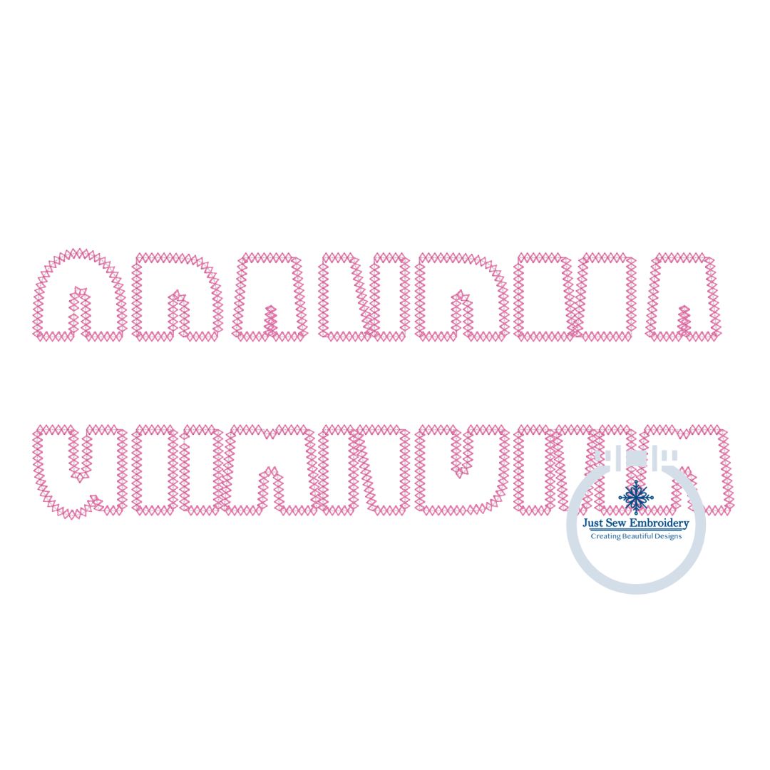 Grandma Split Applique Embroidery Design Diamond Edge Stitch Mother's Day Gift Two Sizes 5x12 and 5x14