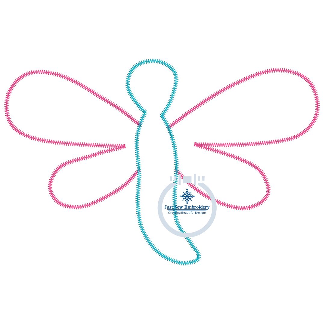 Dragonfly Applique Embroidery Design File Machine Embroidery Zigzag Edge One Size 8x12 Hoop